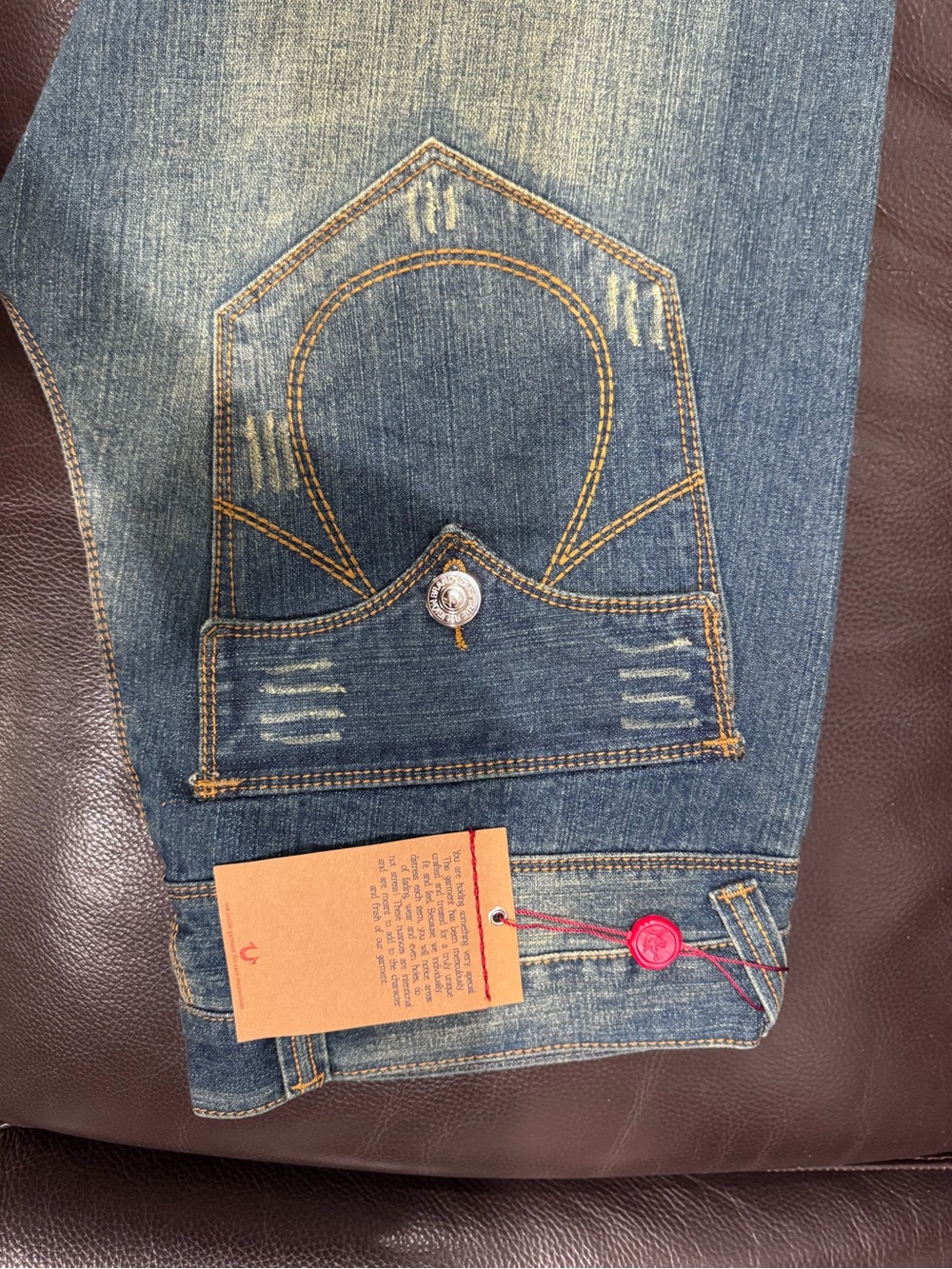 True Religion Men's Light Blue Distressed Bootcut Jeans